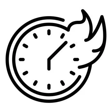 Fire clock icon outline vector. Fast watch flame Stock Illustration