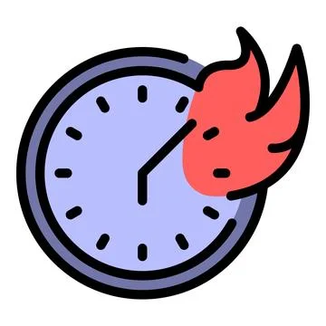Fire clock icon vector flat Stock Illustration