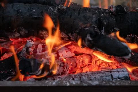 Fire close-up and red orange yellow color detail texture Stock Photos