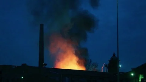 Fire in Close up , Burning house. HD Stock Footage 74560806