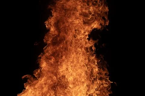 Fire closeup for border and frame textures. Intense fire line with orange flames Stock Photos