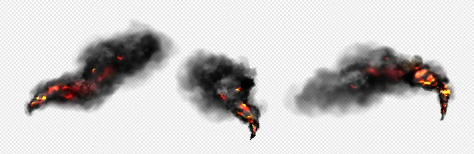 Fire with clouds of black smoke. Stock Illustration