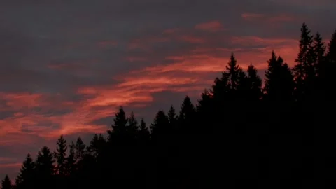 Fire clouds in the evening sky 2 Stock Footage 346125396