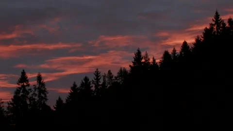 Fire clouds in the evening sky 3 Stock Footage 346125390