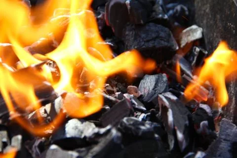 Fire on coal Stock Photos