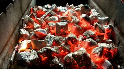 Fire coals burning hot coal fossil energy 4k HD Stock-Footage 334654730