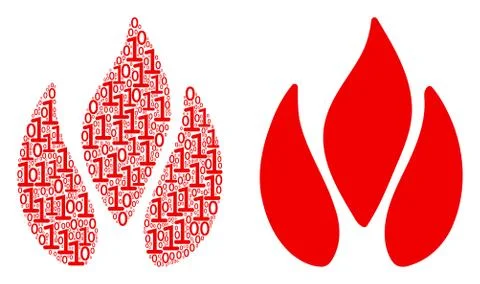 Fire Collage of Binary Digits Stockillustratie