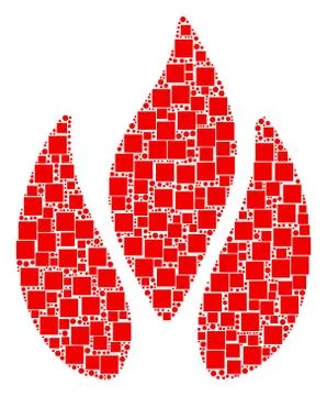 Fire Collage of Squares and Circles Stock Illustration