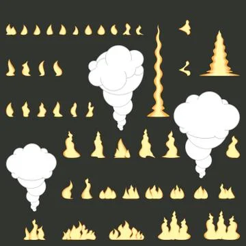 Fire collection with no gradients Stock Illustration