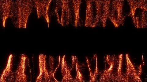 Fire color particle flow strands backdrop. Copy space center. Shine and glow Illustrazione stock