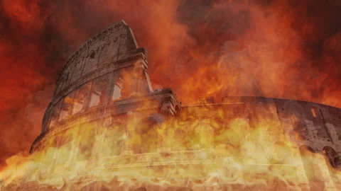 Fire At The Colosseum In Rome Looping Animation Background Stock Footage 294360549