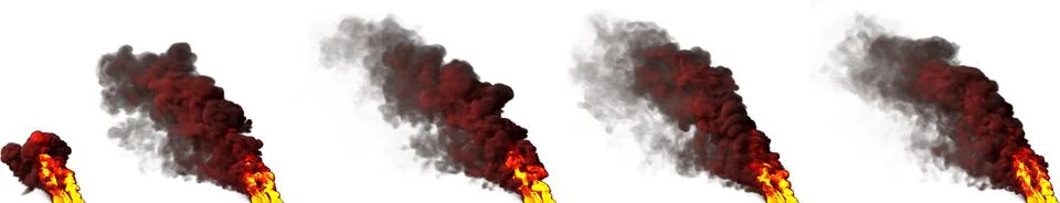 Fire, column of air pollution on white isolated. cgi Stock Illustration