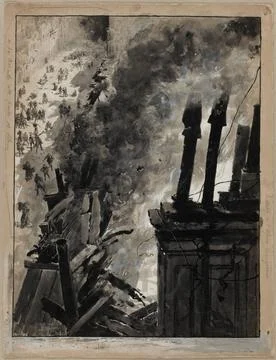 Fire of the Comic Opera, Place Boeldieu Copyright: xpiemagsx parismuspie10... Stock Photos