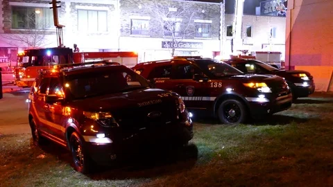 Fire Command Vehicles Parked At Scene Of Incident Stock Footage 83188129