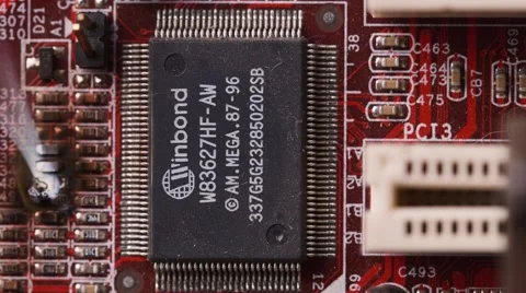 Fire in the computer chip sparks and lights Stock Footage 56262214