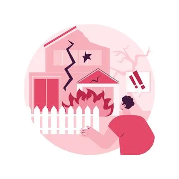 Fire consequences abstract concept vector illustration. Illustrazione stock