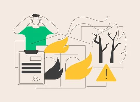 Fire consequences abstract concept vector illustration. Stock Illustration