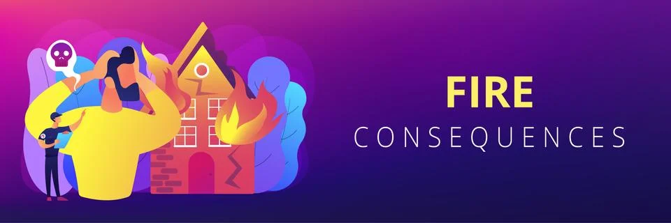 Fire consequences concept banner header. Stock Illustration