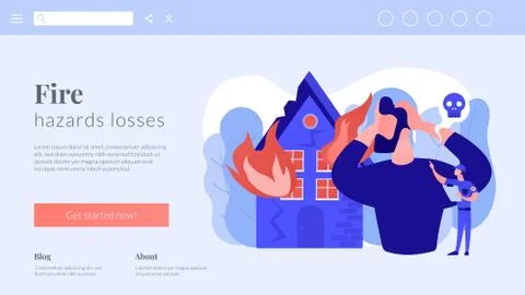 Fire consequences concept landing page. Stock Illustration