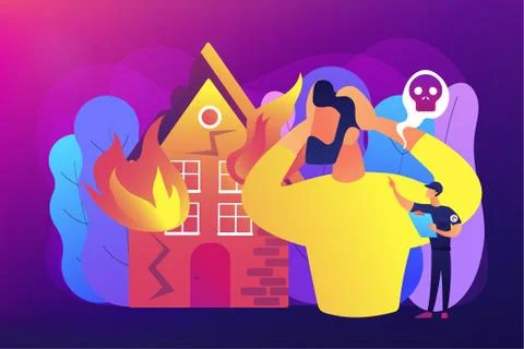 Fire consequences concept vector illustration. Stock Illustration