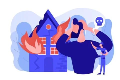 Fire consequences concept vector illustration. Illustrazione stock