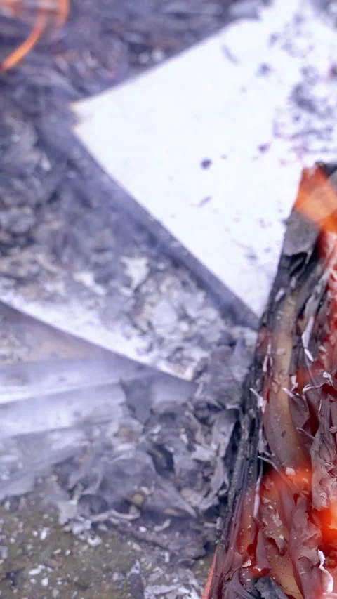 Fire consuming open book pages Vertical video. Stock-Footage 342928944