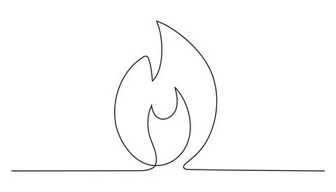 Fire continuous single art line drawing. Flame shape, bonfire, gas icon. Ve.. Stock Illustration