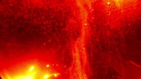 Fire Continuous Stream of Bubbles Rises up in Space Darkness Stock Footage 76389200