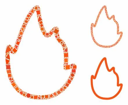 Fire contour Mosaic Icon of Bumpy Elements Stock Illustration