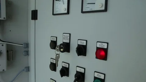 The fire control panel to manage the plant. control panel electrical equipment Stock Footage 76401289