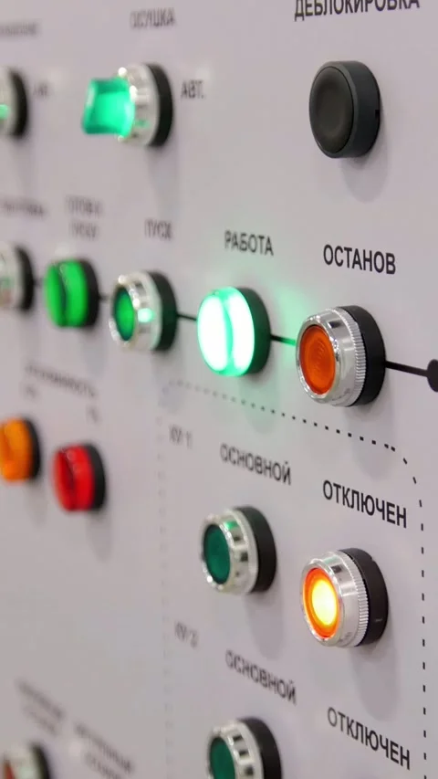 Fire control panel - mange of security on plastics products plant, close up Stock Footage 334036575