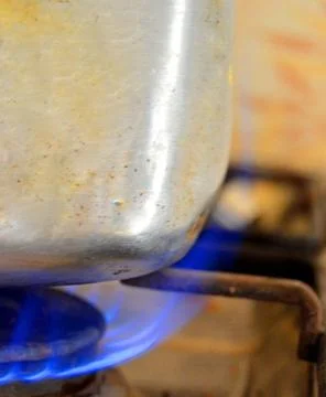 Fire cook in kitchen Stock Photos