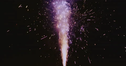 Fire cracker sparkle, white and blue popping Pyrotechnics sparkling fountain Stock Footage 137951178