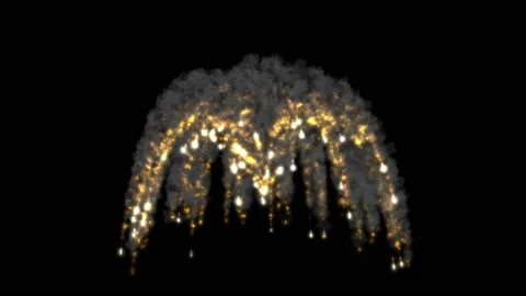 Fire cracker sparkling fire from floor release smoke animation Stock Footage 171616446