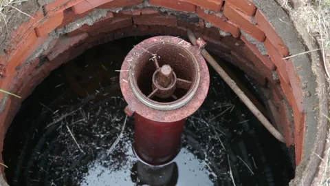 Fire crane in the well Stock Footage 145661260