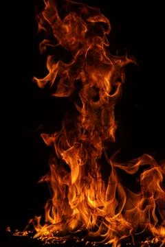 Fire creates blazing inferno. Fire spreads fiery heat. Fire shows bright fl.. Foto stock