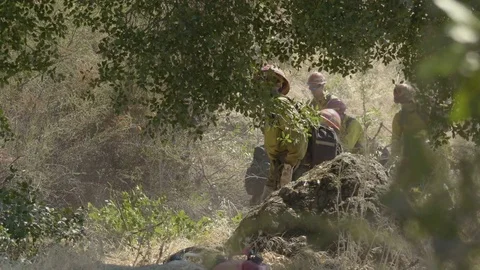 Fire crew clears roadway during Clayton Fire, Clearlake CA Stock Footage 72517134