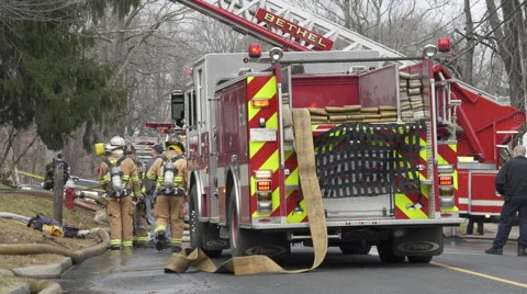 Fire Crews at the Scene of a House Fire (5 of 5) Stock Footage 45322386