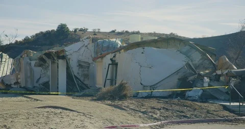 Fire damage caused by Thomas Fire in Ojai Dec 2017. Ventura county, California Stock Footage 99149824