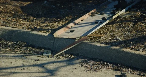 Fire damage caused by Thomas Fire in Ojai Dec 2017. Ventura county, California Stock Footage 99150137