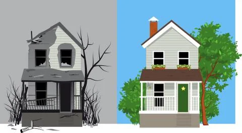 Fire damage restoration Stock Illustration