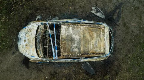 Fire damaged car 写真素材