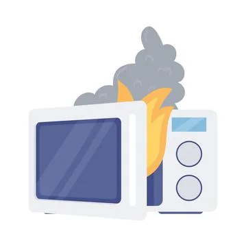 Fire damaged microwave Stock Illustration