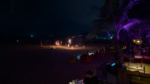 Fire Dance Performance at Karon Beach, Phuket Video stock 309919573