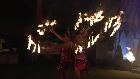 Fire Dance Show at night in Bali Stock Footage 148174275