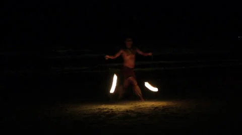 Fire dancer on a beach Stock Footage 27795245
