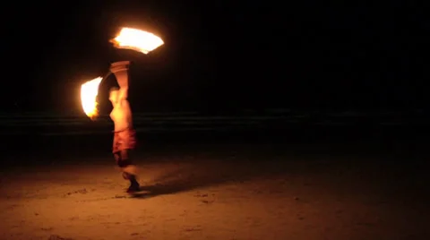 Fire dancer on a beach Stock Footage 27795395
