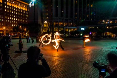Fire dancers Foto stock