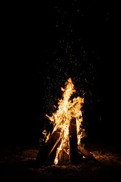 The fire dances in the night Stock Photos