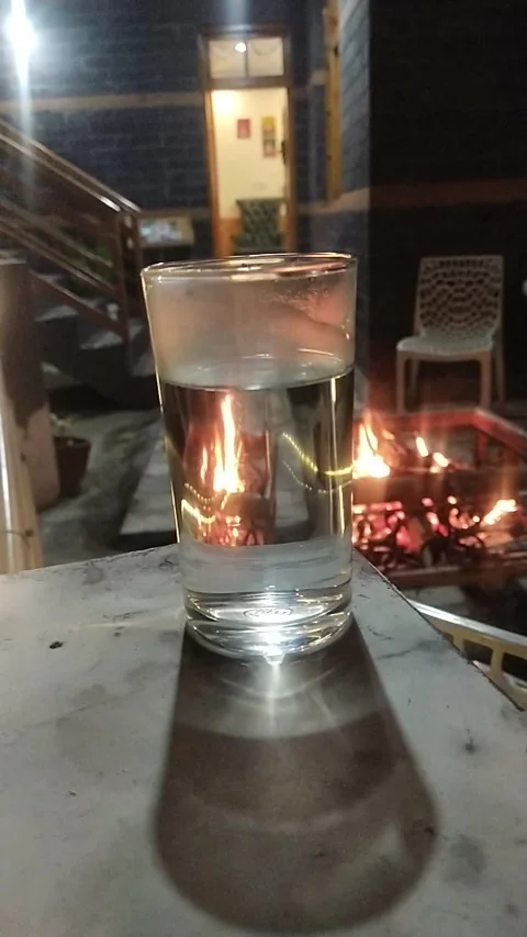 Fire dancing in glass Stock Footage 238741578